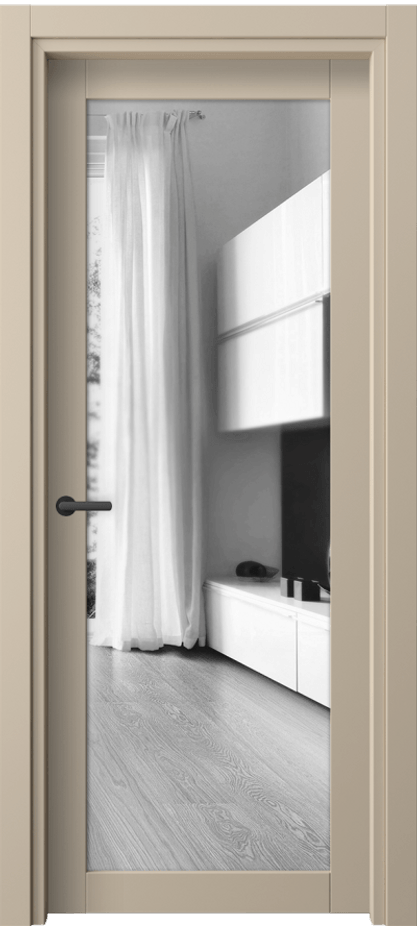 Межкомнатная дверь Neo 2102 ПЭТ светло-бежевый Двустороннее зеркало, триплекс Цена 26959 ₽ | Volhovec