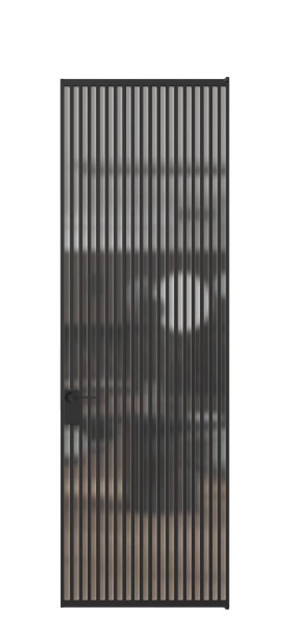 Алюминиевая дверь АЛПЛ040.06 Алюминий Черный Сатинированное стекло "Мателюкс Кристал Вижн", калёное, матовое, каленое 6 мм Цена 229770  | Volhovec