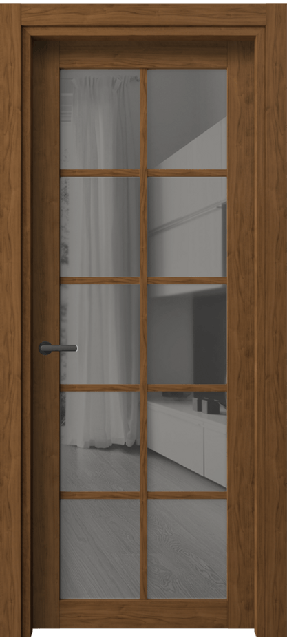 Межкомнатная дверь Нео 2106 Лесной орех Двустороннее серое зеркало, триплекс Цена 40399 ₽ | Volhovec