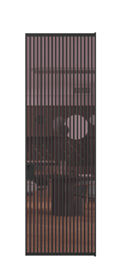 Алюминиевая дверь АЛПЛ040.06 Алюминий Черный Прозрачное розовое стекло, триплекс Цена 177520  | Volhovec