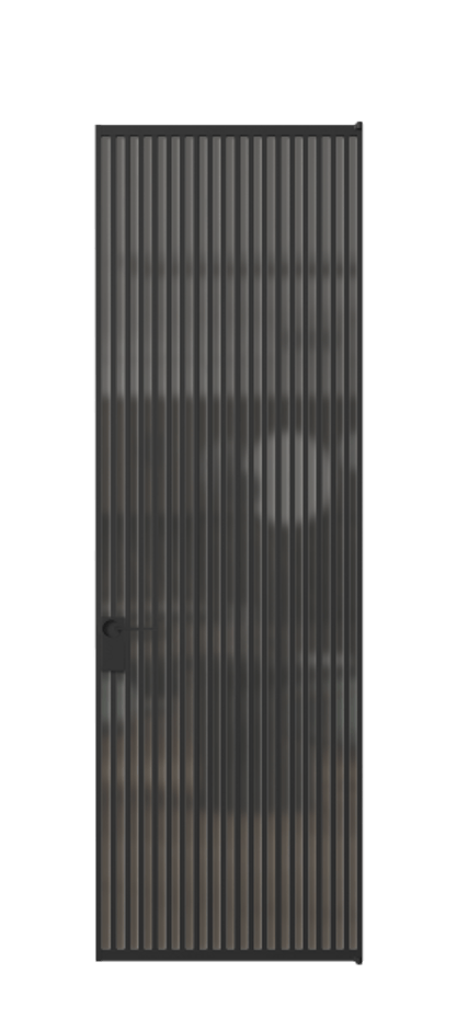 Алюминиевая дверь АЛПЛ040.06 Алюминий Черный Сатинированное серое стекло, триплекс Цена 177520  | Volhovec