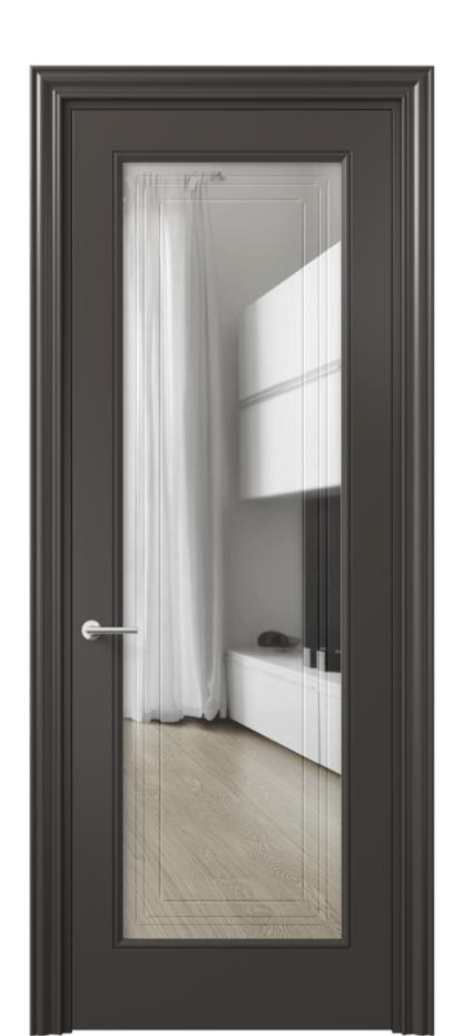 Межкомнатная дверь Mascot 8400 Матовый антрацит Прозрачное стекло с гравировкой "Грани", триплекс Цена 65999 ₽ | Volhovec