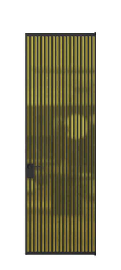 Алюминиевая дверь АЛПЛ040.06 Алюминий Черный Сатинированное жёлтое стекло, триплекс Цена 177520  | Volhovec