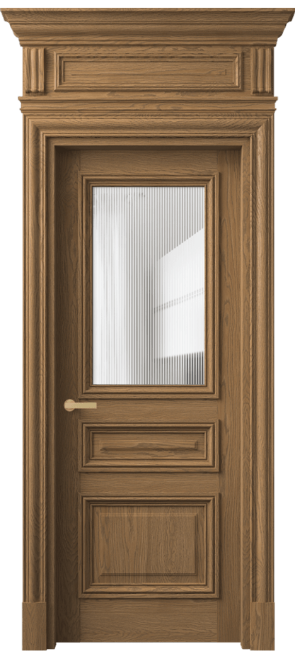 Межкомнатная дверь Антик 7304 Дуб мускатный матовый Рифлёное стекло "Дюна", триплекс Цена 271389 ₽ | Volhovec