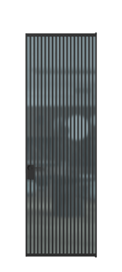 Алюминиевая дверь АЛПЛ040.06 Алюминий Черный Сатинированное голубое стекло, триплекс Цена 177520  | Volhovec