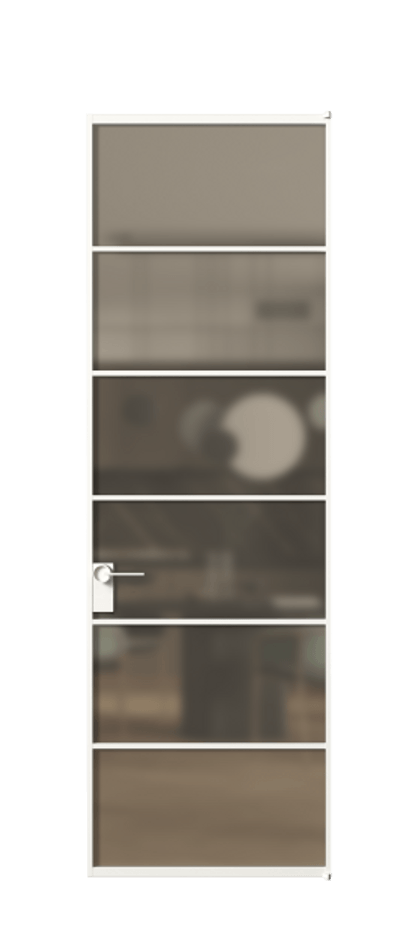 Алюминиевая дверь АЛПЛ040.04 Алюминий Белый Сатинированное бронзовое стекло, триплекс Цена 6490  | Volhovec