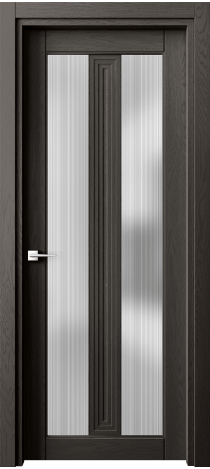 Межкомнатная дверь Ego 6122 Дуб антрацит Сатинированное стекло "Дождь" Цена 122599 ₽ | Volhovec
