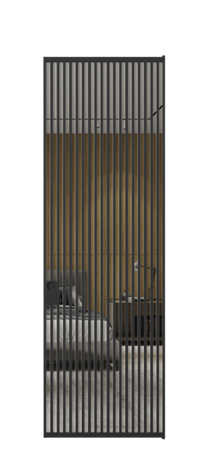 Алюминиевая дверь АЛПЛ040.06 Алюминий Черный Двустороннее зеркало, триплекс , триплекс 6 мм Цена 177520  | Volhovec