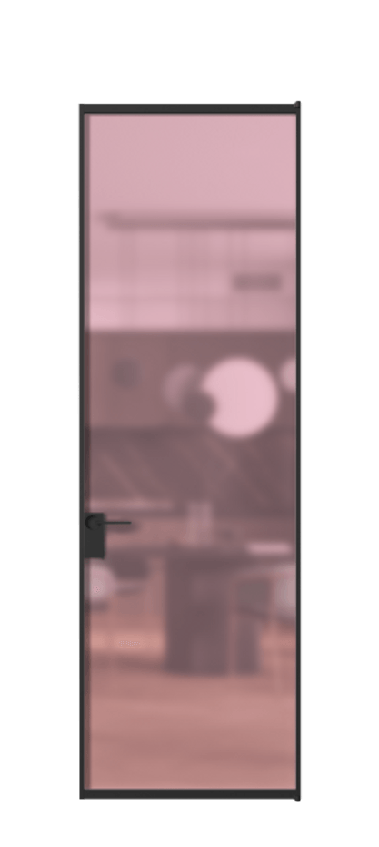 Алюминиевая дверь АЛПЛ040.01 Алюминий Черный Сатинированное розовое стекло, триплекс Цена 115570  | Volhovec