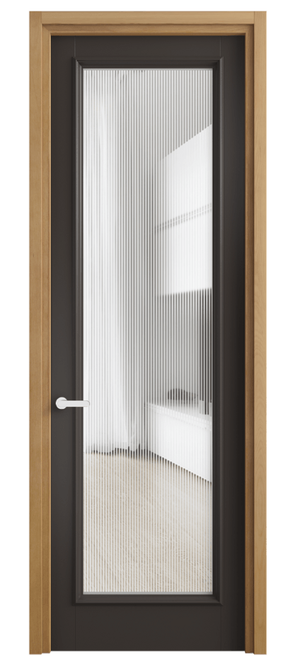 Межкомнатная дверь Шарм 6702 Матовый антрацит Рифлёное стекло "Дюна", триплекс Цена 106399 ₽ | Volhovec