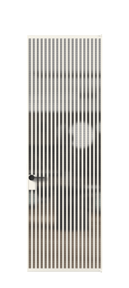 Алюминиевая дверь АЛПЛ040.06 Алюминий пудровый белый Декоративное стекло с сеткой "Mesh silver", триплекс Цена 199890  | Volhovec