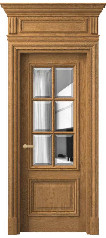 Межкомнатная дверь Антик 7312 Дуб солнечный матовый Двустороннее зеркало с фацетом, триплекс Цена 298589 ₽ | Volhovec