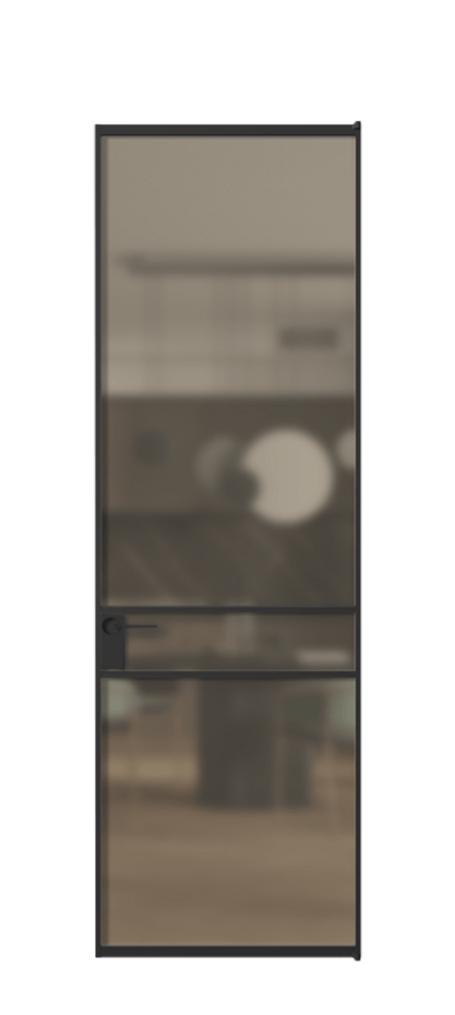 Алюминиевая дверь АЛПЛ040.02 Алюминий Черный Сатинированное бронзовое стекло, триплекс Цена 6260  | Volhovec