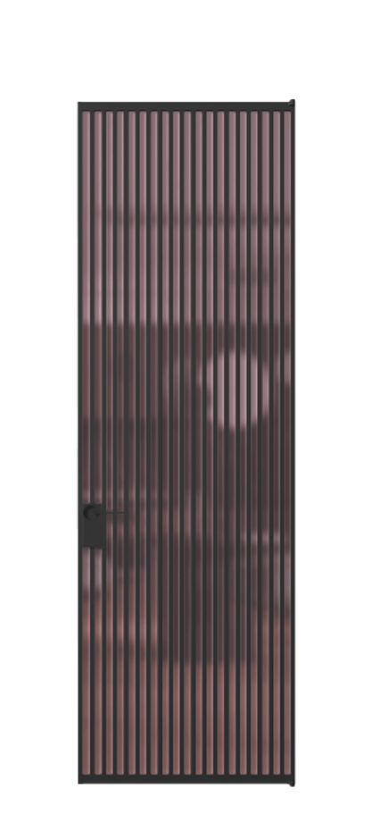 Алюминиевая дверь АЛПЛ040.06 Алюминий Черный Сатинированное розовое стекло, триплекс Цена 177520  | Volhovec