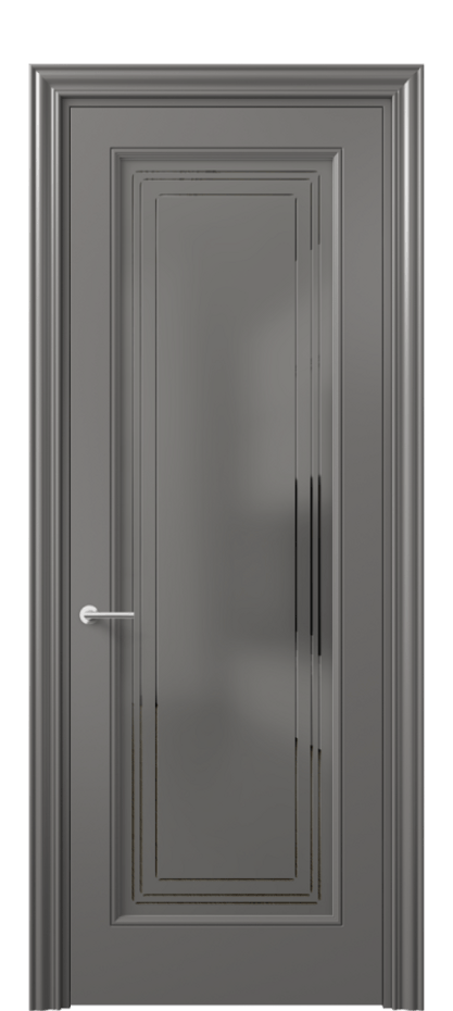 Межкомнатная дверь Mascot 8400 Матовый классический серый Сатинированное серое стекло с гравировкой "Грани", триплекс Цена 65999 ₽ | Volhovec