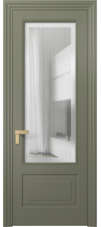 Межкомнатная дверь Рокка 8342 Матовый оливковый тёмный Сатинированное с гравировкой "Каннелюры", триплекс Цена 85599 ₽ | Volhovec