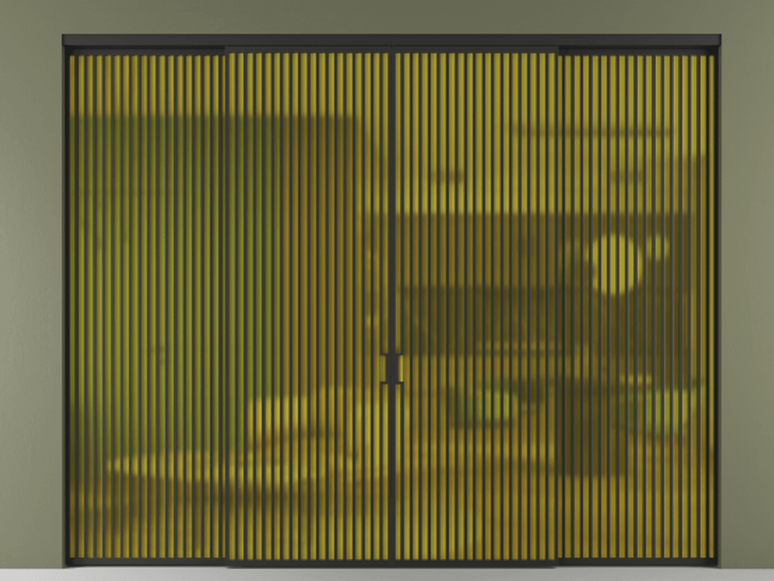 Перегородка Formato внутри проёма 4 створки АЛПР 040.06 Алюминий Черный Сатинированное жёлтое стекло, триплекс Цена 622560 ₽  | Volhovec