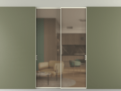 Алюминевая перегородка АЛПР 040.01_АМБ_Бронза сатин триплекс_new. Цвет Алюминий молочно-белый. Материал Алюминий в эмали. Коллекция Перегородка Formato внутри проёма двустворчатая со скрытым креплением в потолок. Фото. Алюминевая перегородка АЛПР 040.01_АМБ_Бронза сатин триплекс_new. Цвет Алюминий молочно-белый. Материал Алюминий в эмали. Коллекция Перегородка Formato внутри проёма двустворчатая со скрытым креплением в потолок. Картинка.