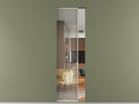 Алюминевая перегородка skr1_01_ Алюминий бежево-серый Stopsol Clear. Цвет Алюминий бежево-серый. Материал Алюминий в эмали. Коллекция Перегородка Formato скрытый пенал одностворчатая. Картинка.