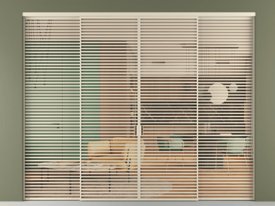 Алюминевая перегородка vn2+2_07_ Алюминий бежево-серый Прозрачное оранжевое стекло, триплекс, 6мм. Цвет Алюминий бежево-серый. Материал Алюминий в эмали. Коллекция Перегородка Formato внутри проёма 4 створки. Картинка.