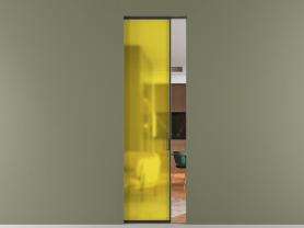 Алюминевая перегородка АЛПР 040.01 ЧРН Сатинированное жёлтое стекло. Цвет Алюминий Черный. Материал Алюминий. Коллекция Перегородка Formato скрытый пенал 1 створка. Картинка.
