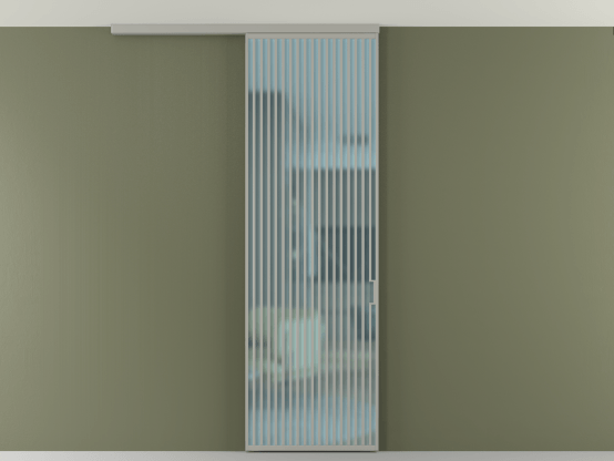 Алюминевая перегородка АЛПР 040.06_АНСР_САТ ГОЛ_new. Цвет Алюминий нейтральный серый. Материал Алюминий в эмали. Коллекция Перегородка Formato вдоль стены на потолок 1 створка. Картинка.