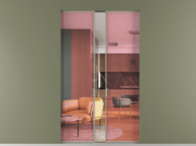 Алюминевая перегородка АЛПР 040.01 МБСК ПРОЗ РОЗ. Цвет Алюминий бисквитный. Материал Алюминий в эмали. Коллекция Перегородка Formato скрытый пенал 2 створки. Картинка.