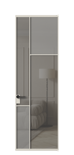 Межкомнатная дверь АЛПЛ041.11 АОС Серый сатин матовое + Серый прозрачное. Цвет Алюминий облачно-серый. Материал Алюминий в эмали. Коллекция Mosaic. Фото. Дверь межкомнатная АЛПЛ041.11 АОС Серый сатин матовое + Серый прозрачное. Цвет Алюминий облачно-серый. Материал Алюминий в эмали. Коллекция Mosaic. Картинка.