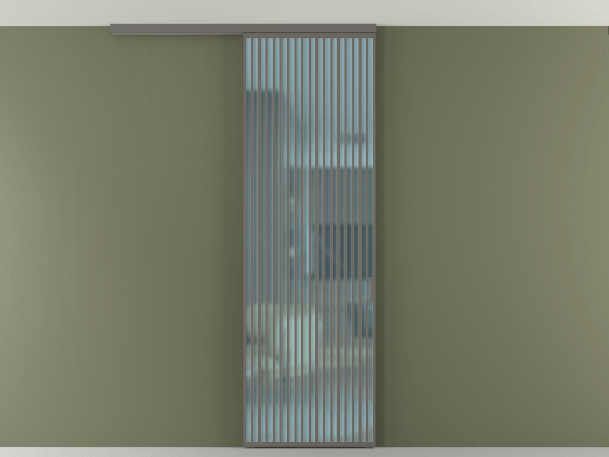 Алюминевая перегородка АЛПР 040.06_АКЛС_САТ ГОЛ_new. Цвет Алюминий классический серый. Материал Алюминий в эмали. Коллекция Перегородка Formato вдоль стены на потолок 1 створка. Картинка.