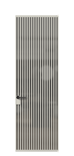 Дверь межкомнатная АЛПЛ040.06 АТСР Серый сатин триплекс. Цвет Алюминий тёплый серый. Материал Алюминий в эмали. Коллекция Formato. Картинка.