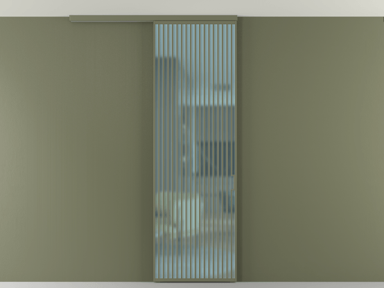 Алюминевая перегородка АЛПР 040.06_АОТ_САТ ГОЛ_new. Цвет Алюминий оливковый тёмный. Материал Алюминий в эмали. Коллекция Перегородка Formato вдоль стены на потолок 1 створка. Картинка.