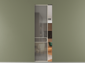 Алюминевая перегородка skr1_02_ Алюминий бежево-серый Серый сатин матовое. Цвет Алюминий бежево-серый. Материал Алюминий в эмали. Коллекция Перегородка Formato скрытый пенал 1 створка. Картинка.