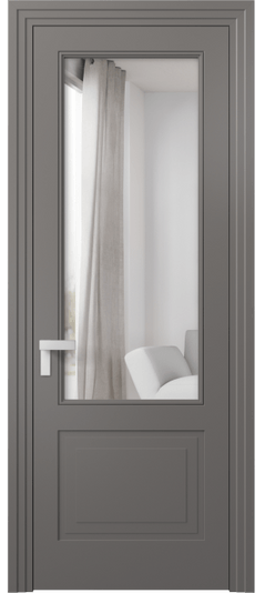 Дверь межкомнатная 8352 МКЛС Двустороннее зеркало. Цвет Матовый классический серый. Материал Гладкая эмаль. Коллекция Rocca. Картинка.