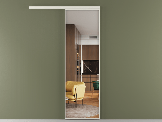 Алюминевая перегородка vd1_01 Crystalvision БЕЛ. Цвет Алюминий Белый. Материал Алюминий. Коллекция Перегородка Формато вдоль стены 1 створка. Картинка.