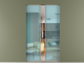 Алюминевая перегородка АЛПР 040.01 МБСК САТ ГОЛ. Цвет Алюминий бисквитный. Материал Алюминий в эмали. Коллекция Перегородка Formato скрытый пенал 2 створки. Картинка.