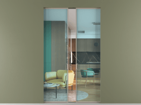 Алюминевая перегородка АЛПР 040.01 МБСК ПРОЗ ГОЛ. Цвет Алюминий бисквитный. Материал Алюминий в эмали. Коллекция Перегородка Formato скрытый пенал 2 створки. Картинка.