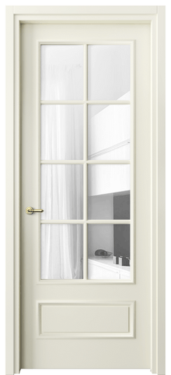 Дверь межкомнатная 8112 ММБ Прозрачное стекло. Цвет Матовый молочно-белый. Материал Гладкая эмаль. Коллекция Paris. Картинка.