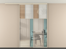 Перегородка Mosaic вдоль стены на потолок 2 створки с синхронным механизмом