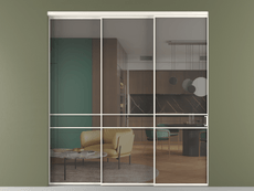 Перегородка Formato внутри проёма 3 створки с синхронным механизмом