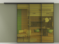 Перегородка Формато вдоль стены на потолок 3 створки с синхронным механизмом